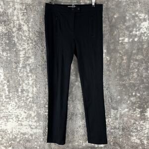 Kenneth Cole Sz 4 Stretch Career Straight Leg Pants Black Zip Pocket Button Zip